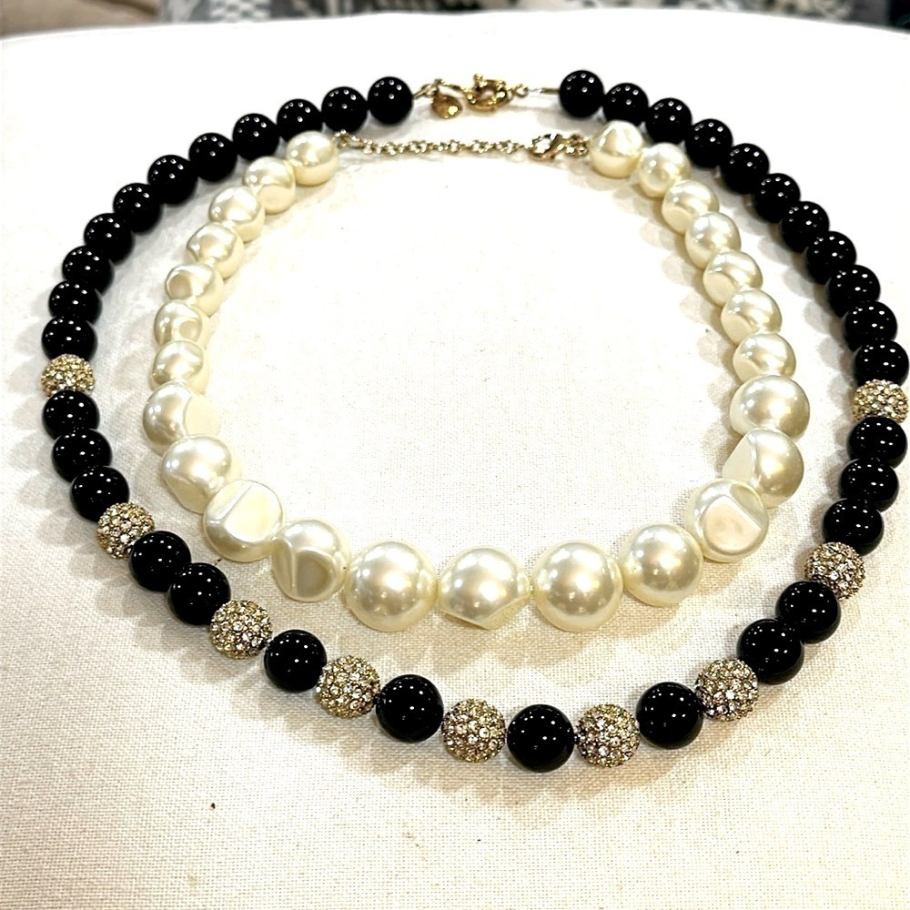J. Crew Black and Pearl Necklace Set - EUC